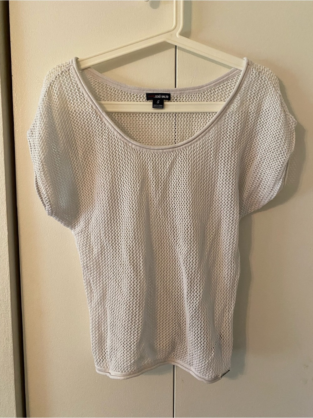 Mesh Short Sleeve Top - White - ecko unlimited